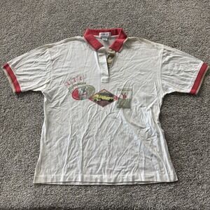 Vintage La Mode Polo Shirt Mens L White Golf Graphic Short Sleeve Cotton USA